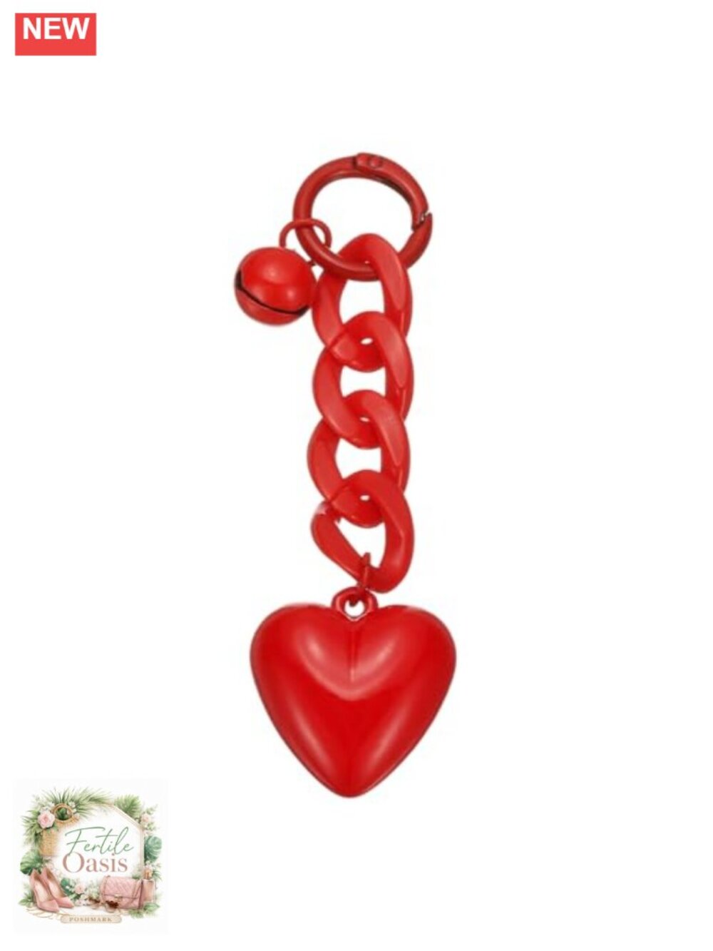 Cute Heart Keychain Purse Charm for Handbag Car Backpack Metal